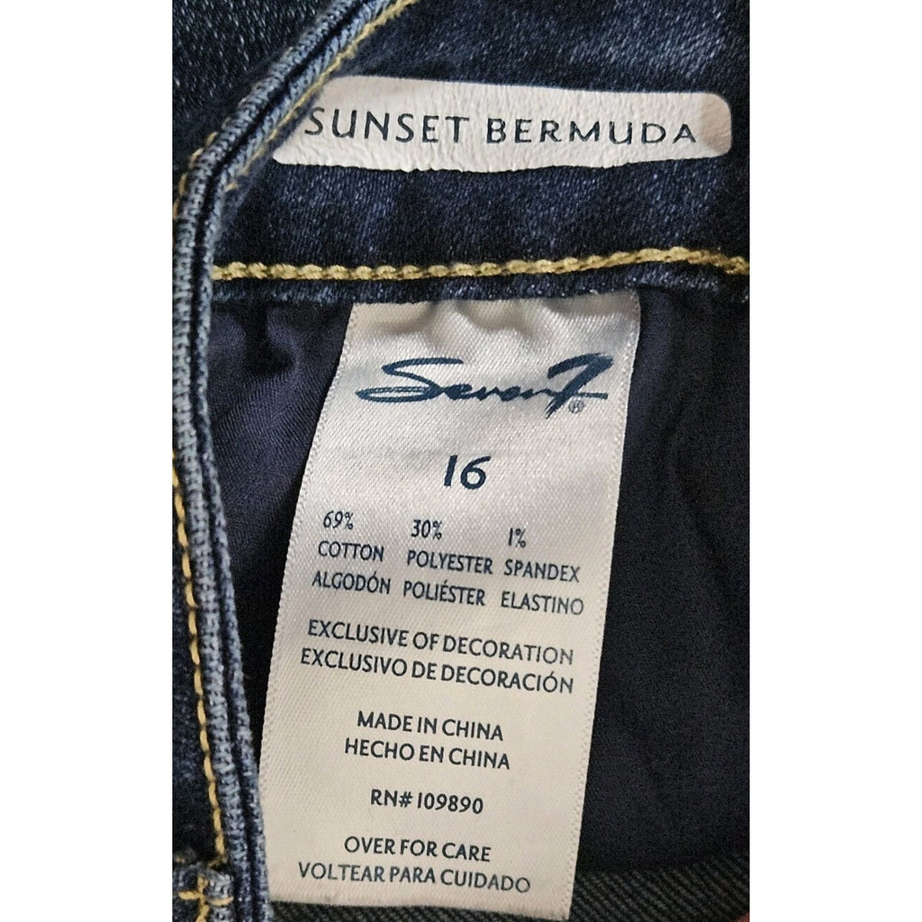 Seven7 Sunset Bermuda Shorts Womens 16 High-Rise Denim Stretch Above Knee Jeans