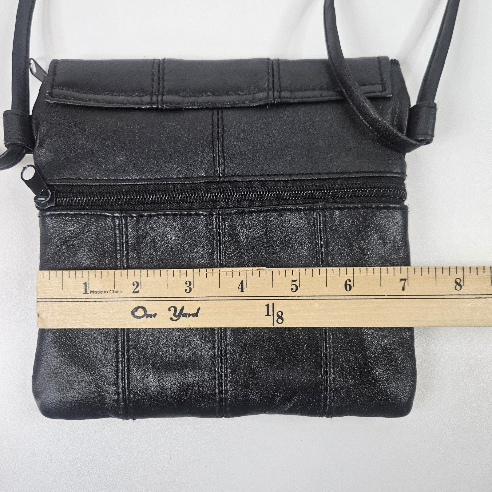 Retro Patchwork Micro Shoulder Purse Black Lambs Leather Crossbody Bag