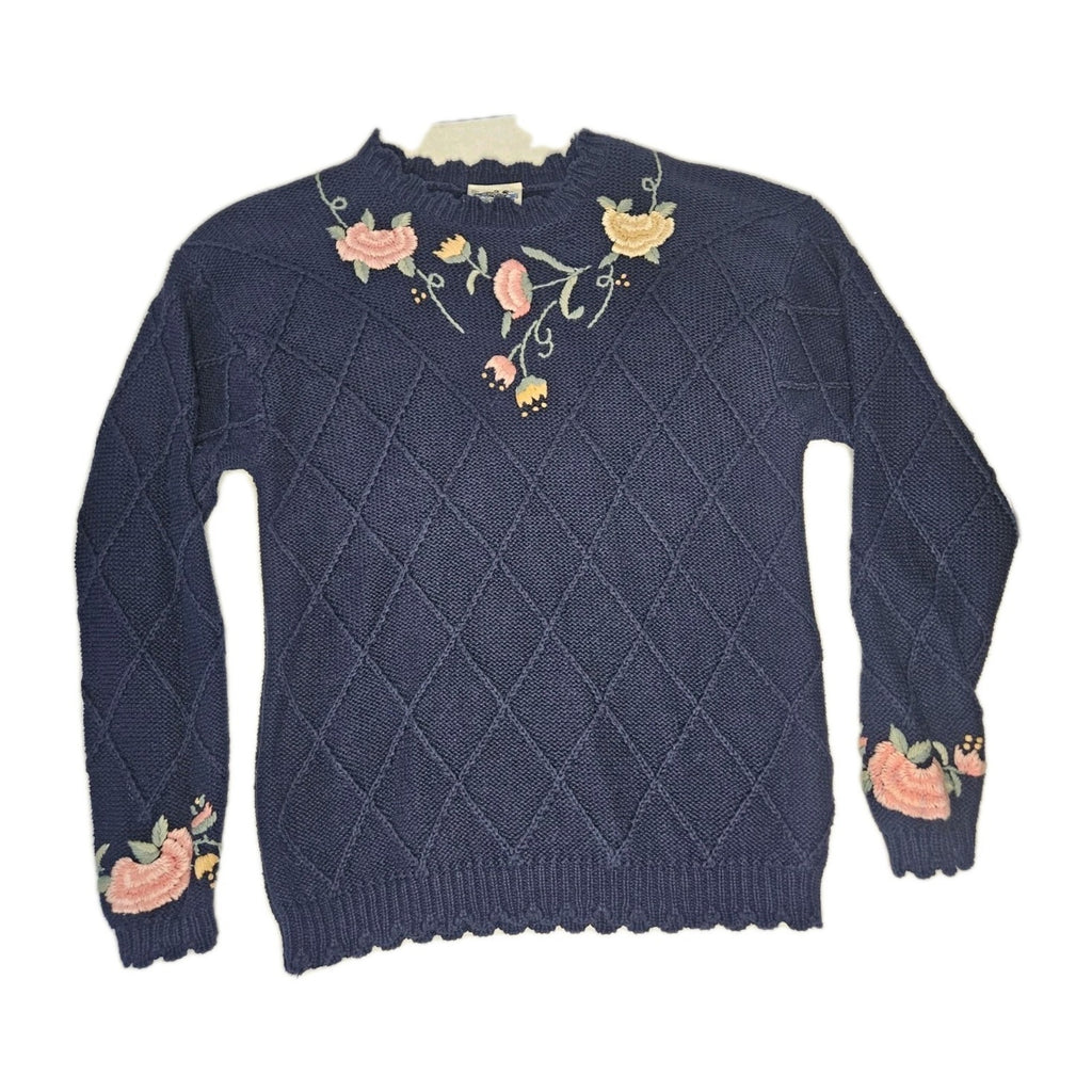 Vintage Northern Reflections Sweater Large Chunky Knit Cardigan Floral Cottage