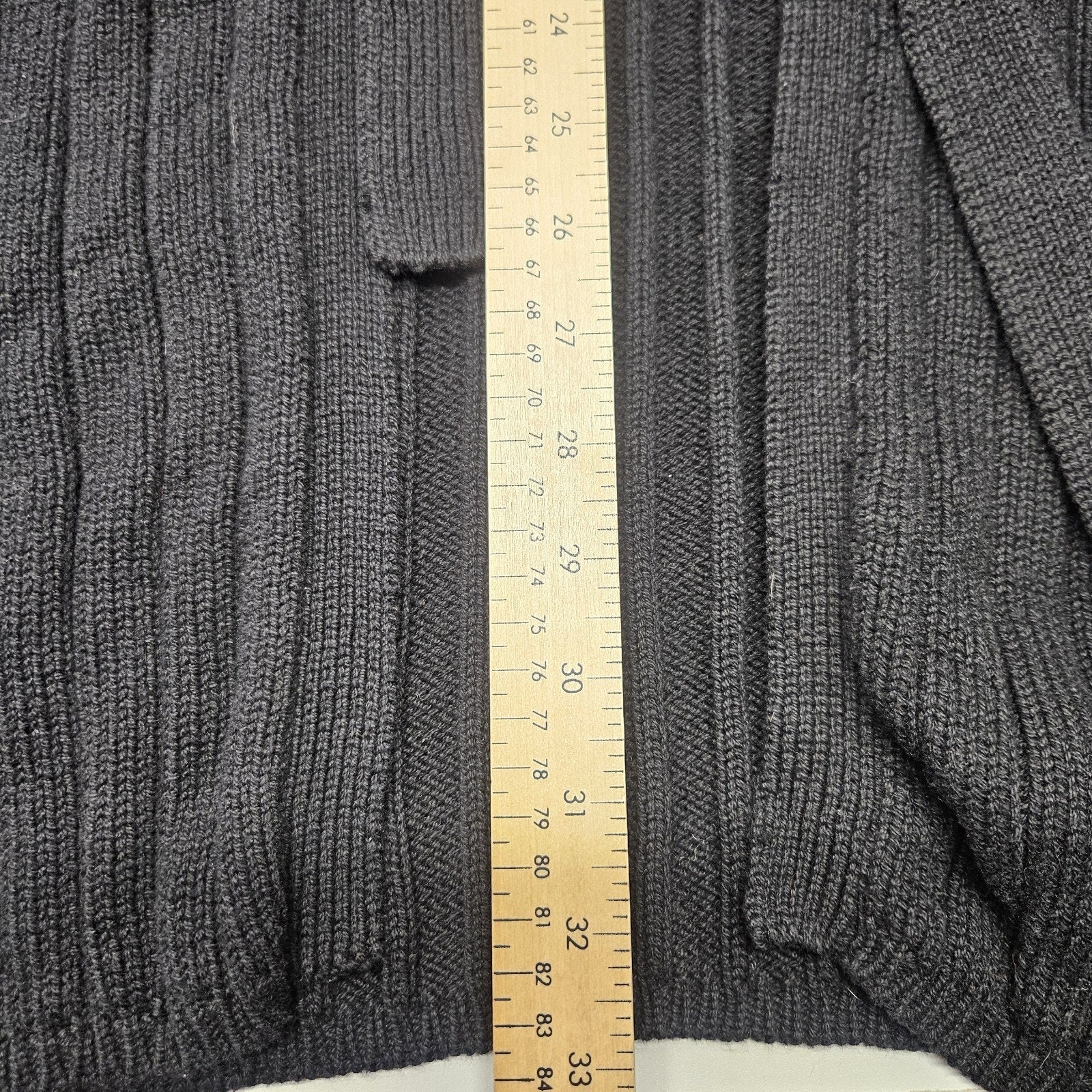 Kikit Ribbed Cotton Knit Long Cardigan Sweater Black Medium Classic Duster