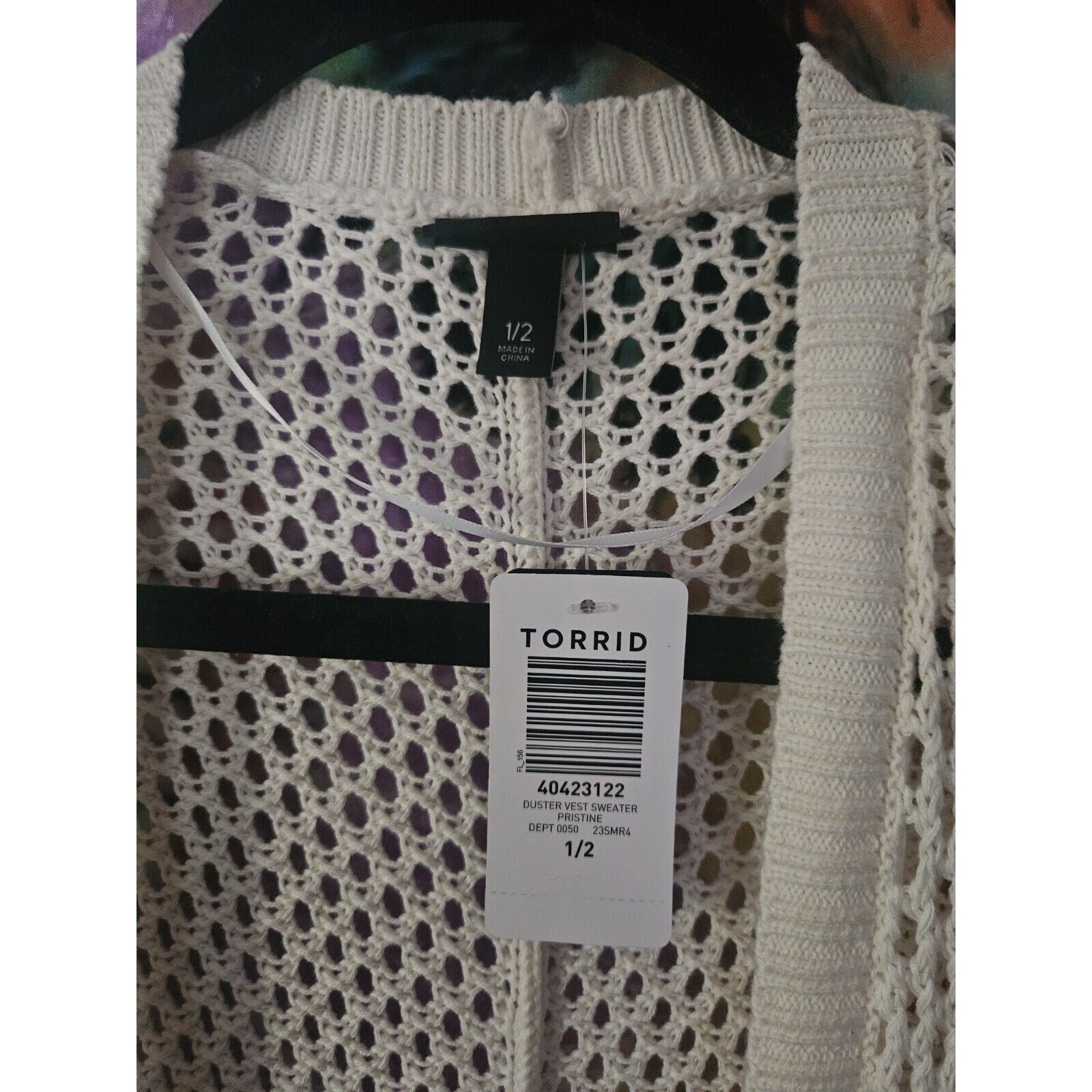 Torrid Sz 1/2 Long Line Open Knit Short Sleeve Duster White Short Sleeves Casual