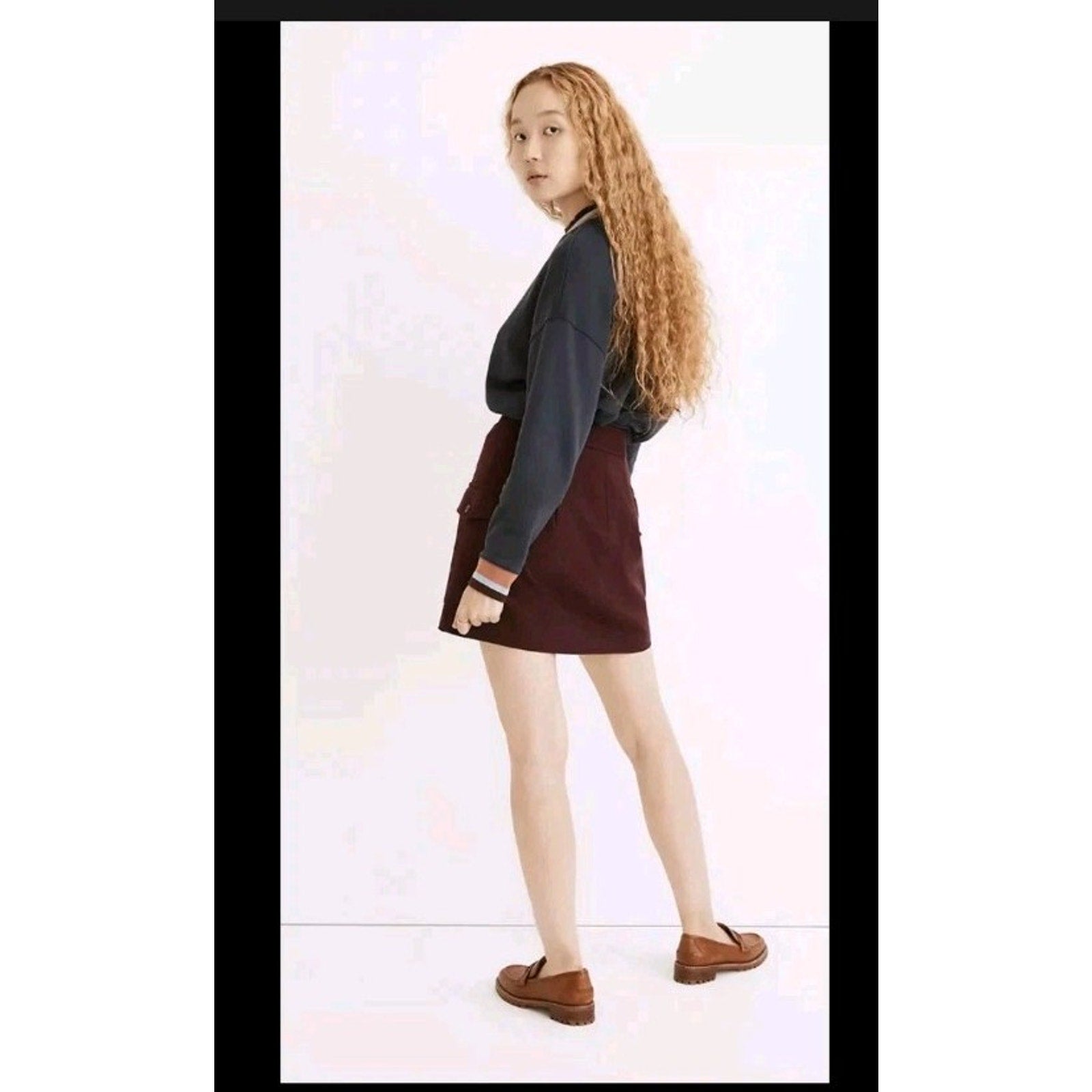 NWT Madewell ($98) Zip Front Mini Skirt Bordeaux Mélange Size 8 Medium ND130