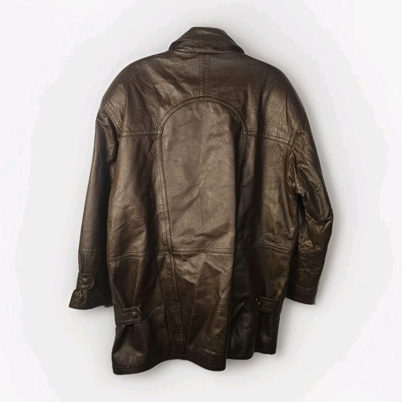 Vintage Alan Michael USA Jacket Mens Small Brown Genuine Leather Overcoat Parka