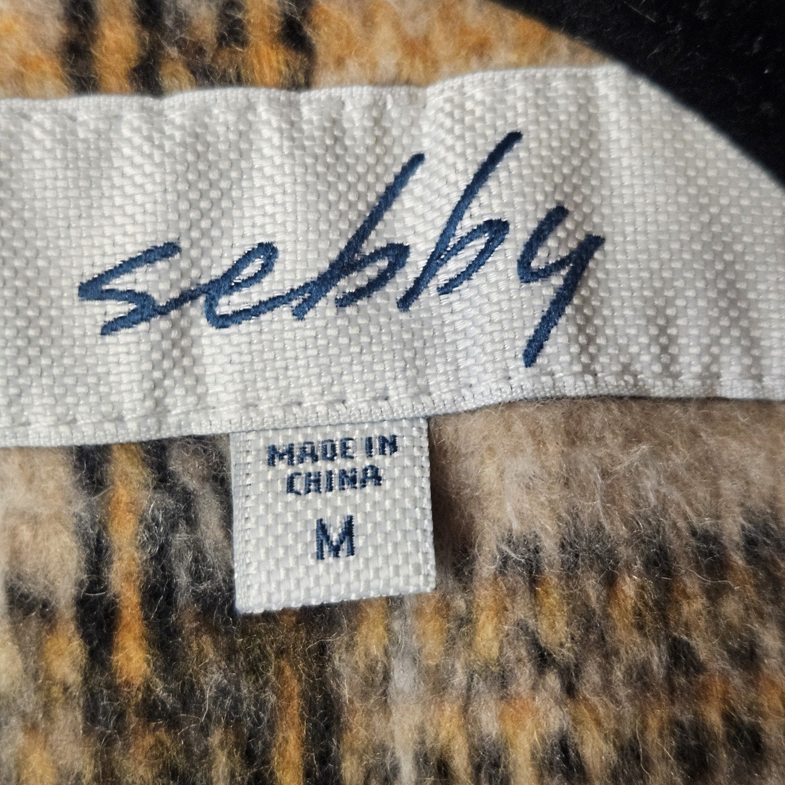 Sebby Wool Blend Plaid Shacket Brown Satin Lined Cozy Button Closure Medium