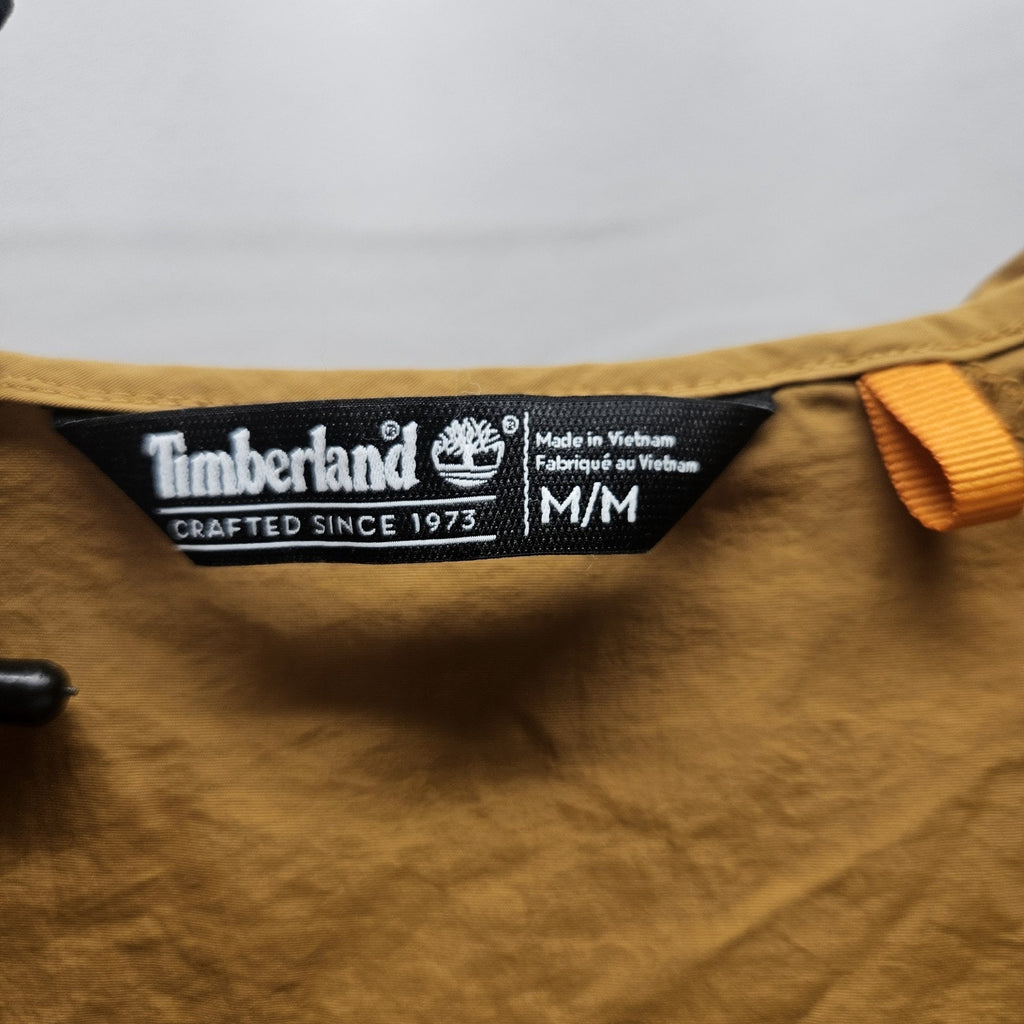 Timberland Unisex Med Anorak Windbreaker Black Tan Hooded Lightweight Streetwear