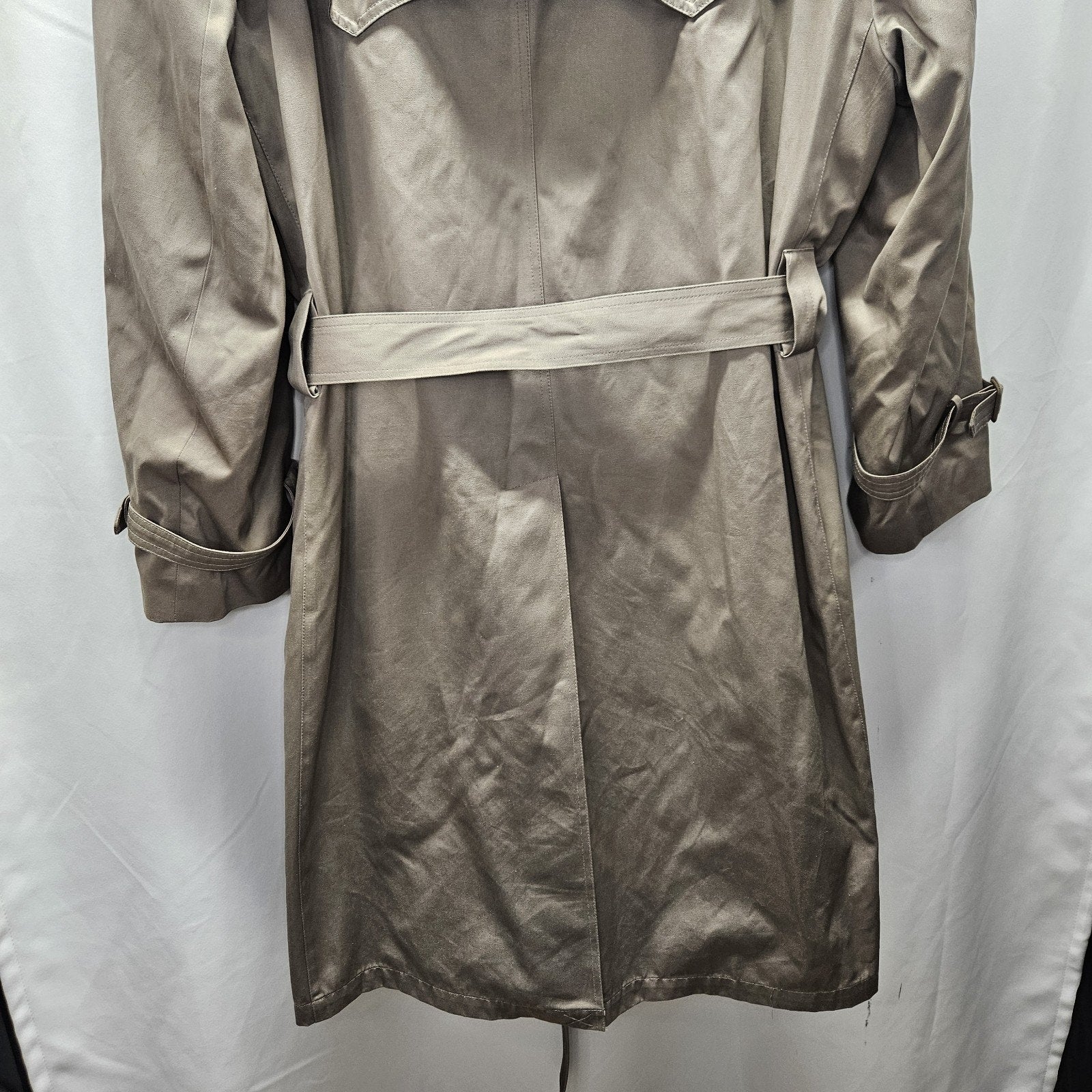 Vtg Charles Klein Solid Brown Mens Double Breasted Trench Coat Sz 46R Retro