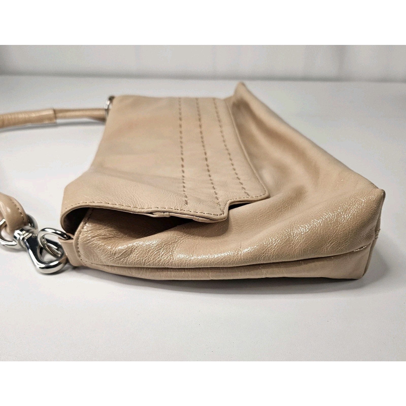 Patent Leather Handbag DONALD J PLINER Nude Mini Shoulder Bag Flap Over Purse