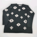 Vintage Beaded Embroidered Snowflake Knit Sweater Medium Holiday Winter