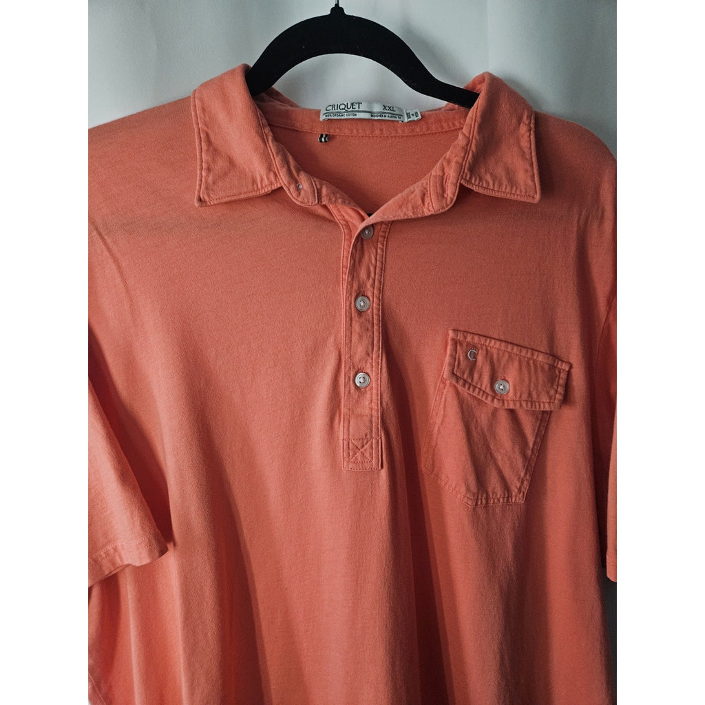 Criquet Organic Cotton Pique Polo Chest Pocket Flap Embroidered Logo Size XXL