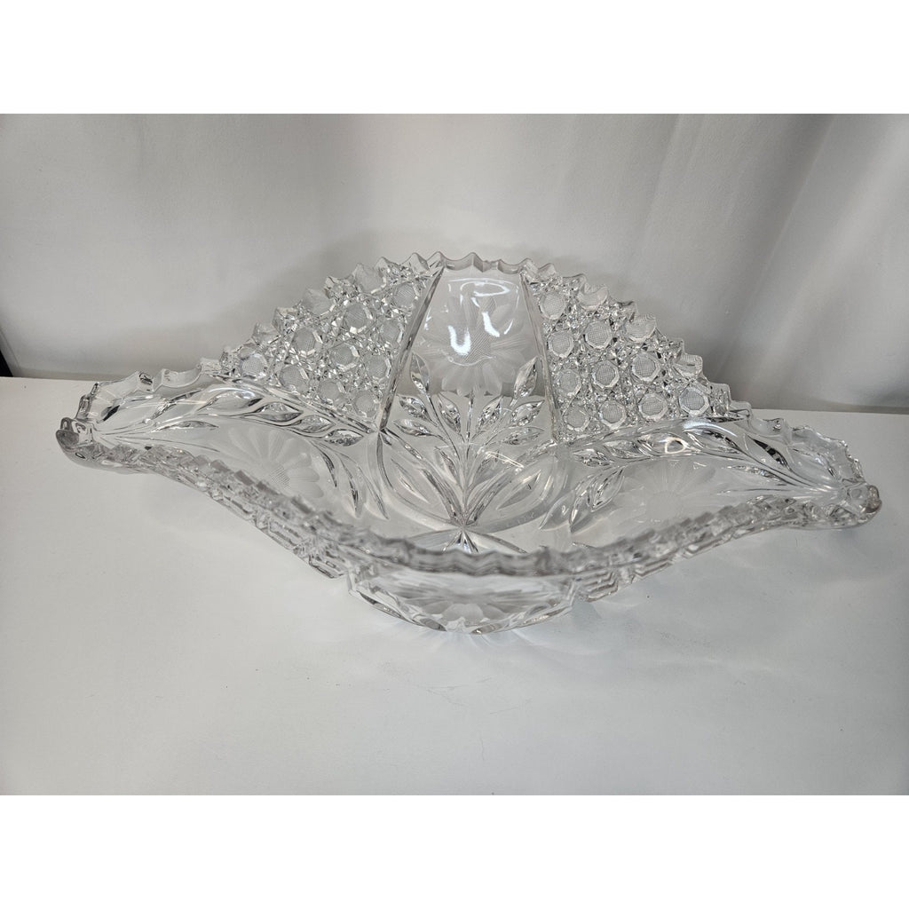 McKee Innovation EAPG Cut Crystal Fruit Bowl Floral Nearcut Pattern Antique