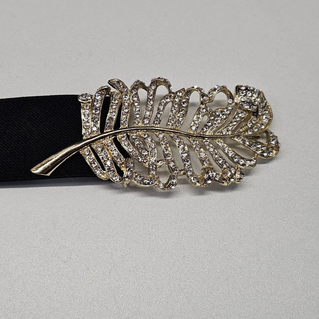 BCBG MAXAZRIA Womens Rhinestone Leaf Stretch Ajustable Waist Belt Size Small