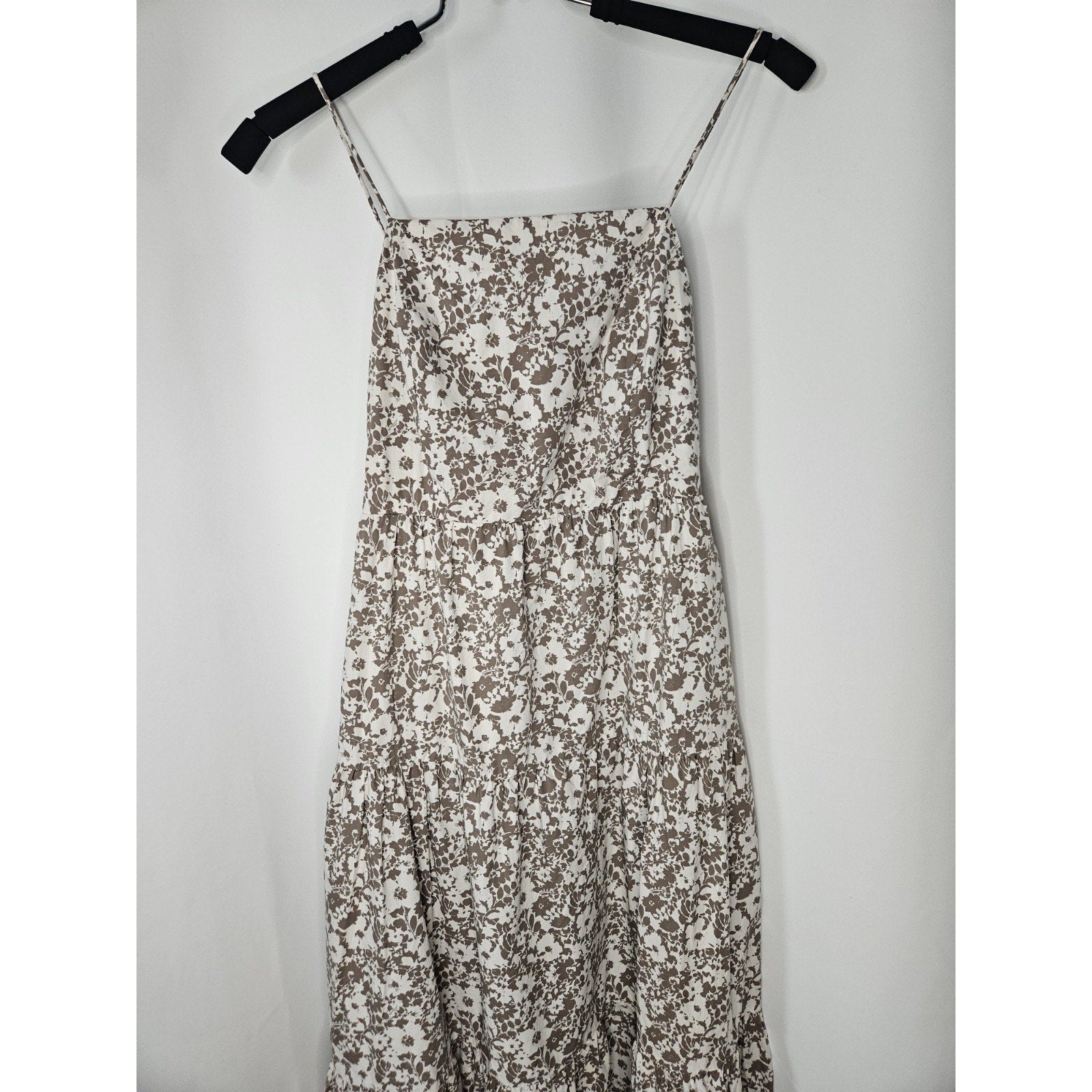 Rails Leni Floral Midi Dress Cafe Adjustable Back Tie Straps Tiered Skirt Small
