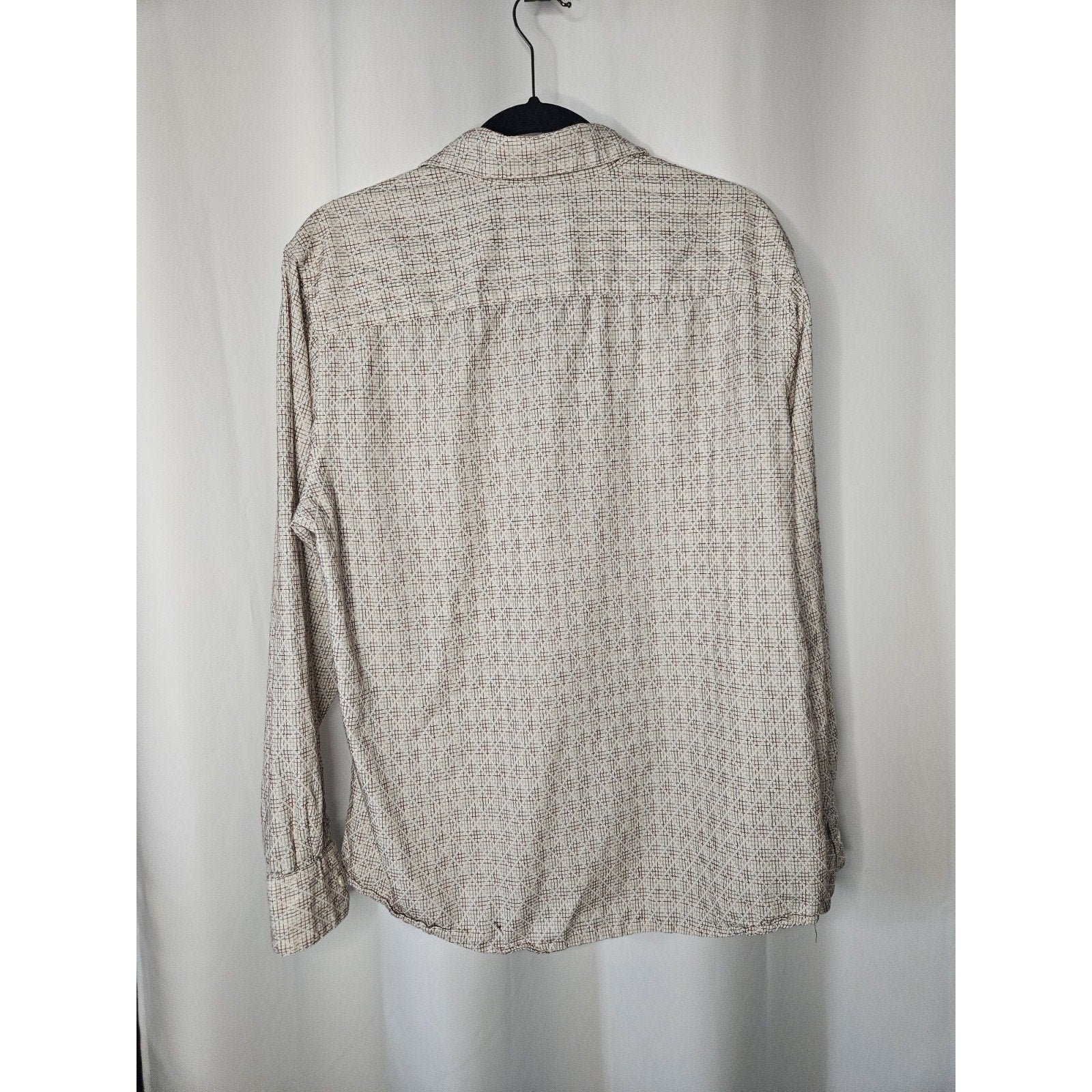 Stamp 10 Shirt Mens Large White Long Sleeve Button Up Check Print 100% Cotton