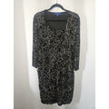 Apt 9 Black Floral Stretch Knit Boat Neck Fit Flare Dress Size XXL Pockets