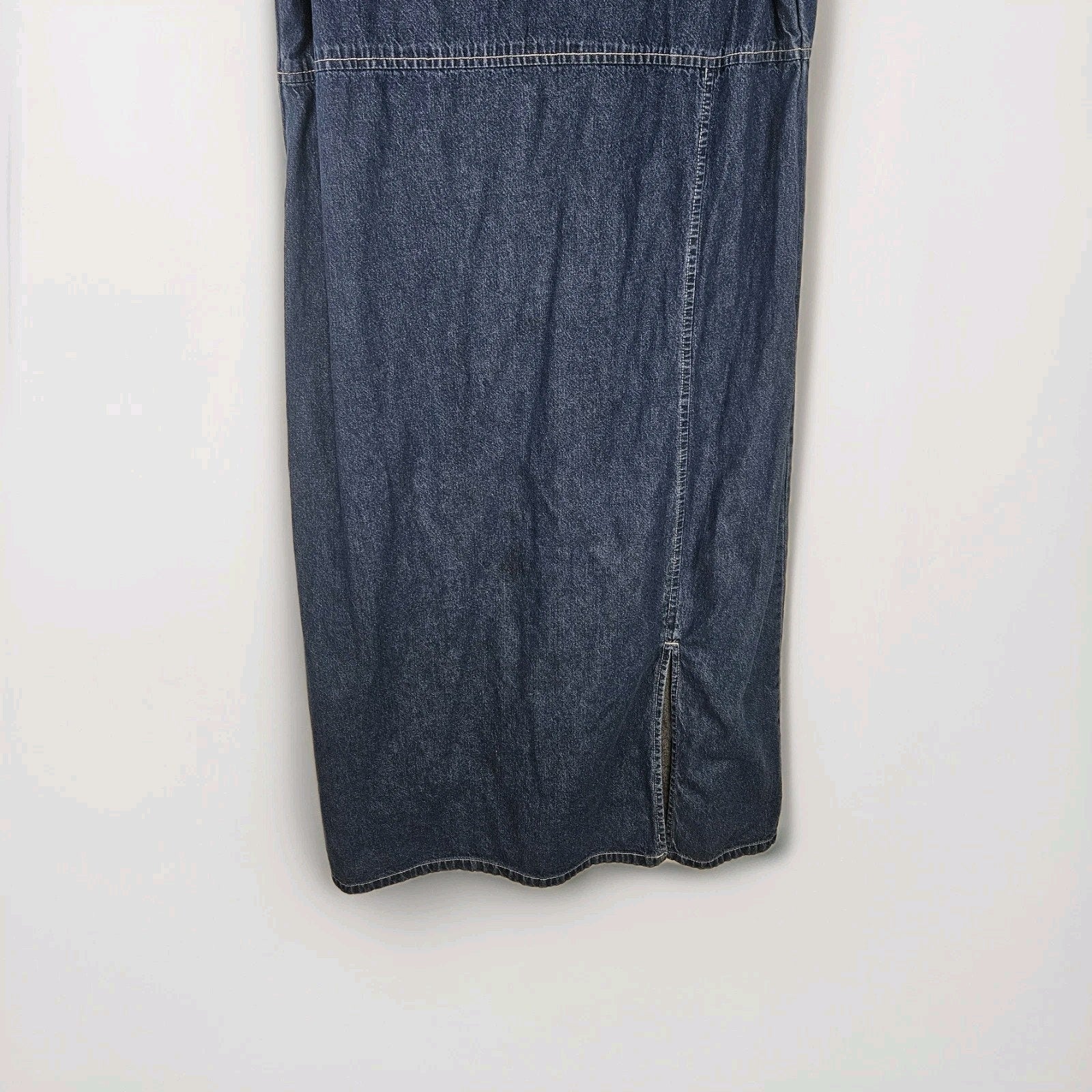 90s Denim Dress Embroidered Ladybugs Medium Short-Sleeved Maxi Cottage Artsy