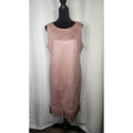 Shelby & Palmer Blush Pink Faux Suede Stretch Sheath Dress 14 Fringe Hem