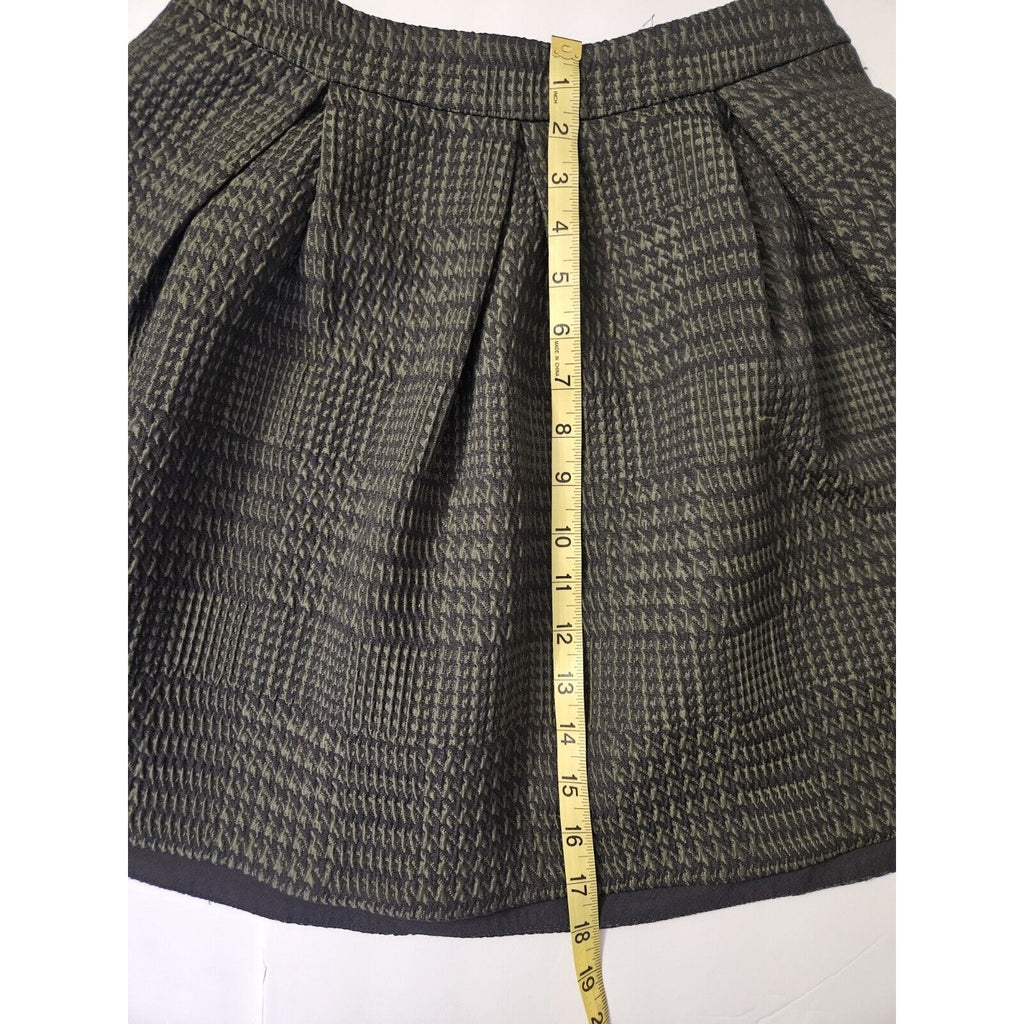 Express Low Rise Mini Skirt Womens Size 2 Green Black Hounds tooth Print Y2K