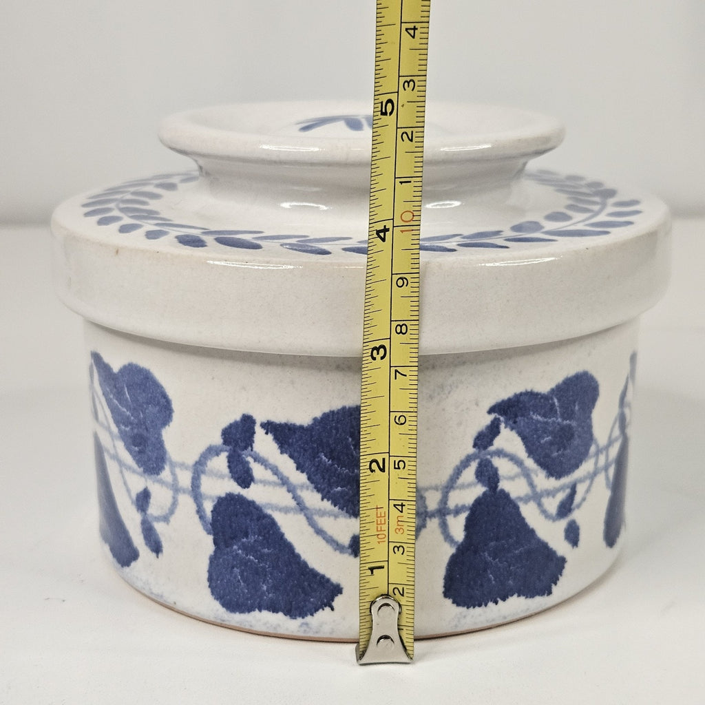 Vintage Amnion Triana Salt Glaze Stoneware Floral Print Butter Crock W Lid