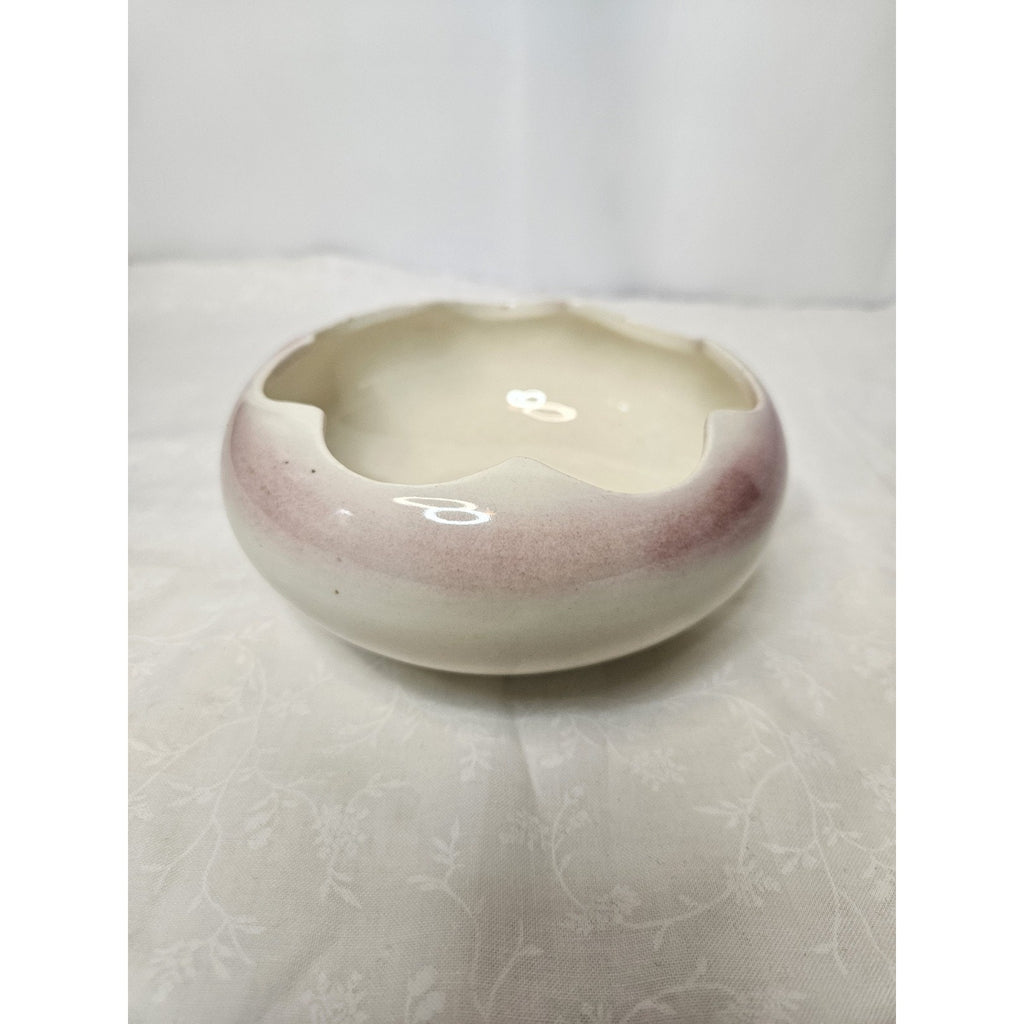 Vintage Oxford Blood Red Cream Pottery Bowl Made in USA #3 5" Scalloped Bowl