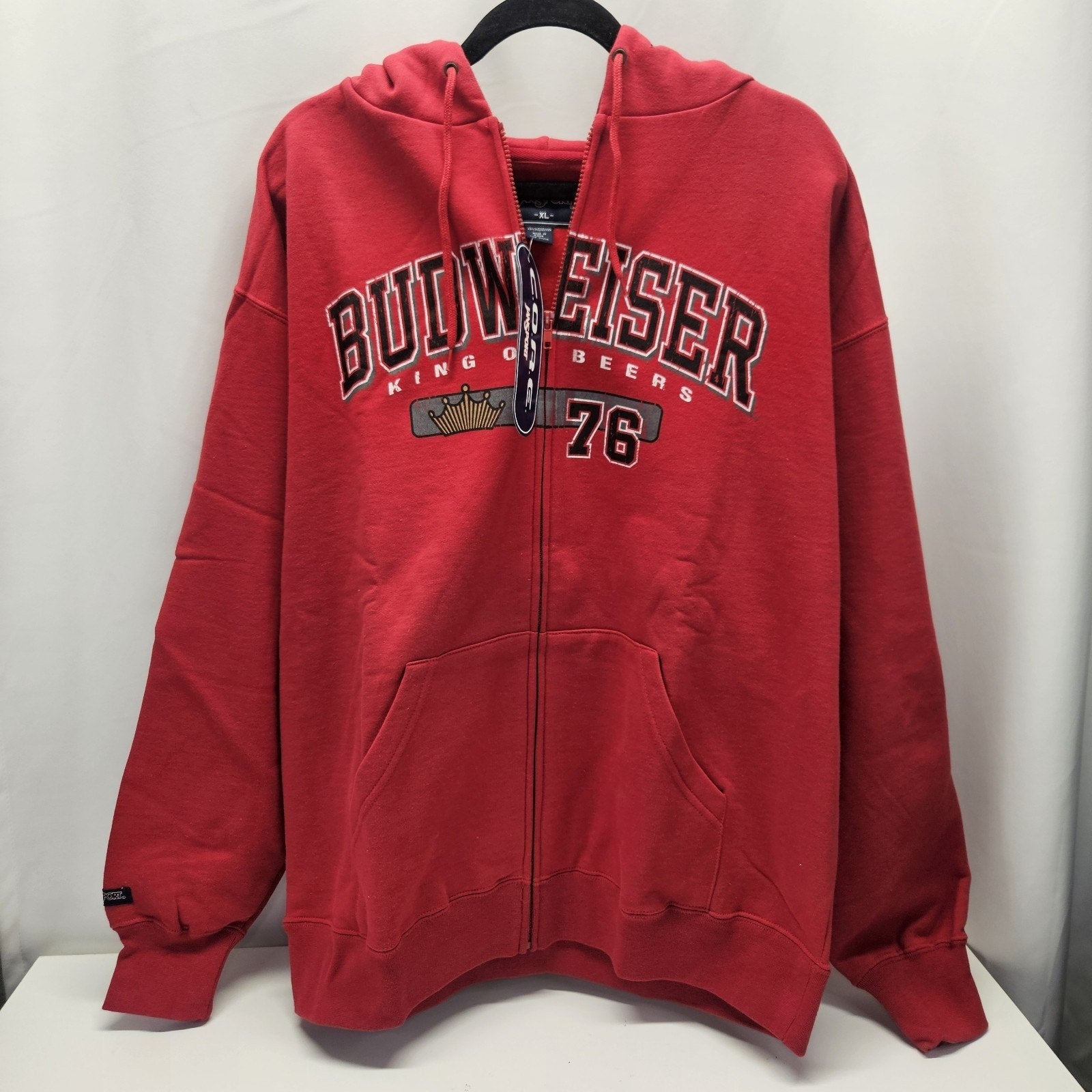 NWT Vtg Budweiser King of Beers Jansport Red Full Zip Hoodie Sweatshirt Size XL