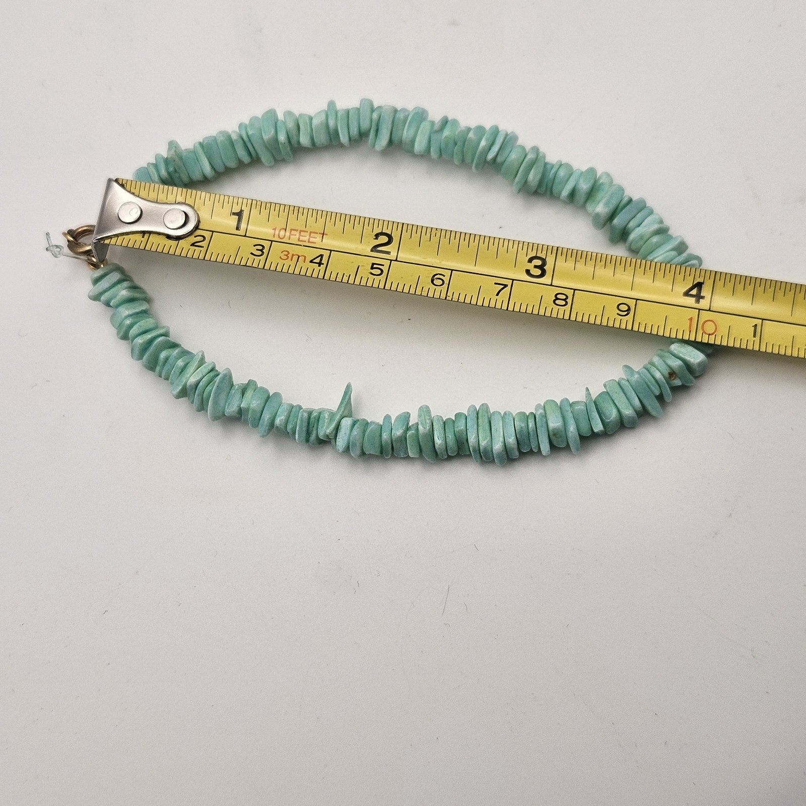Teal Green Puka Chip Shell Beads Anklet Bracelet Vintage 90s Y2K Preppy Beach