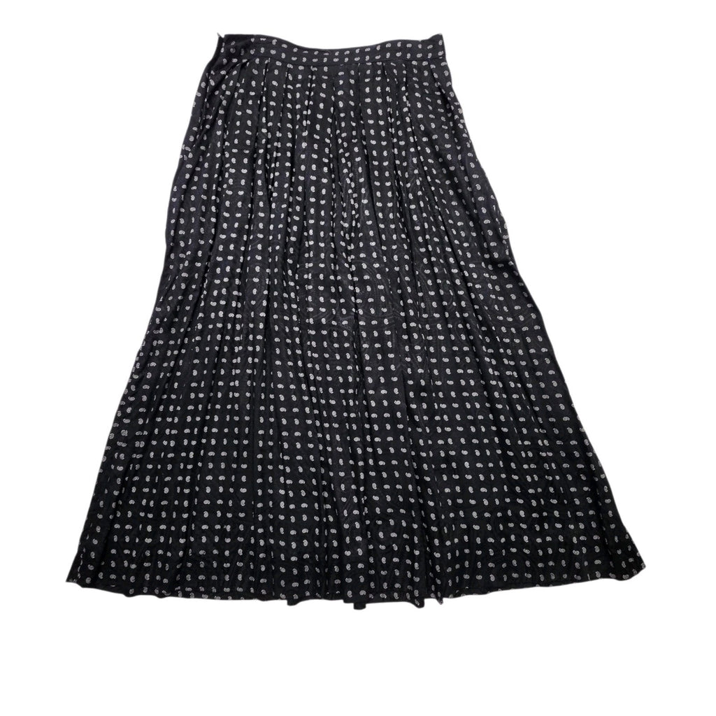 VTG 1980s J.G. Hook Black Silver Floral Paisley Pleated Skirt Sz 14 Made In USA