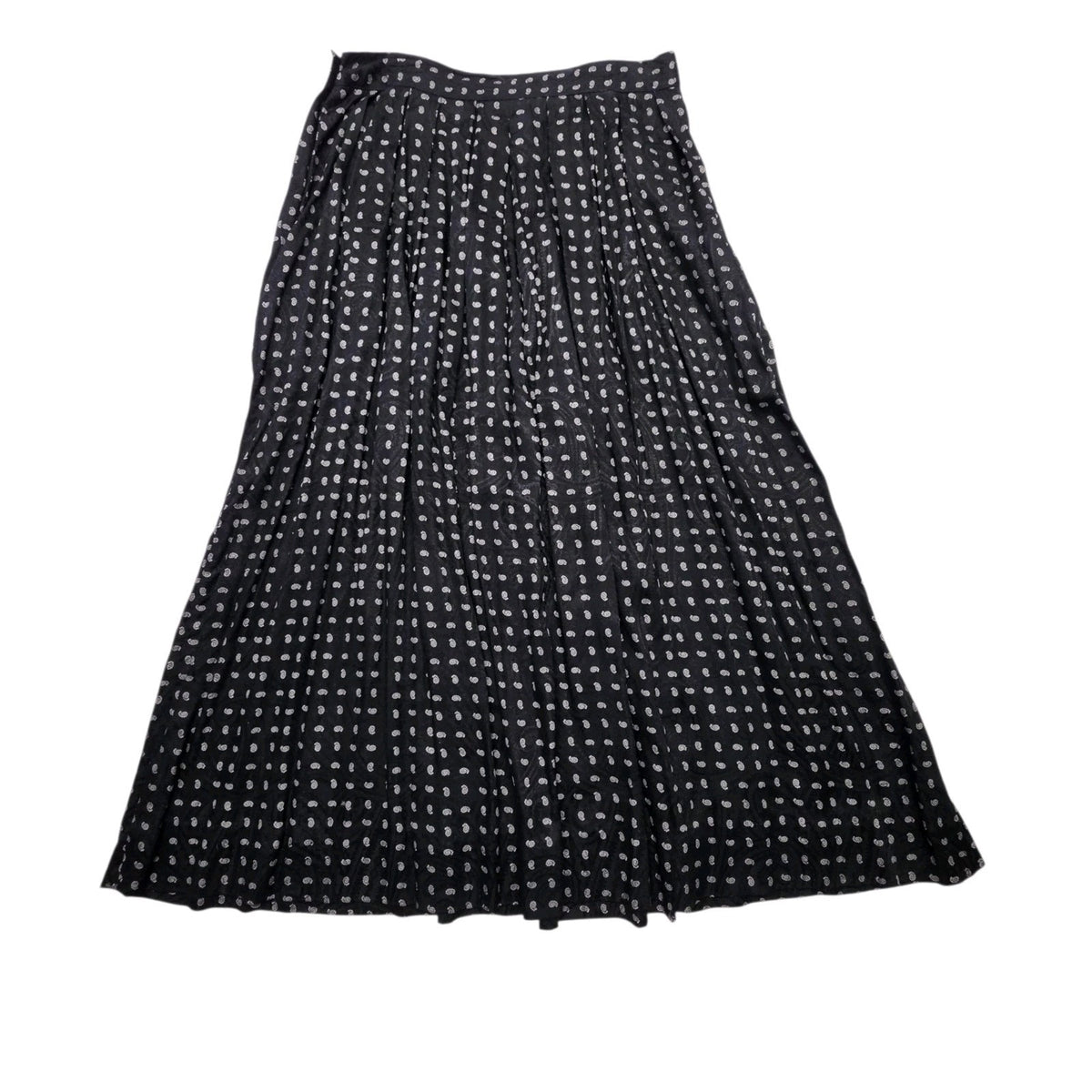 VTG 1980s J.G. Hook Black Silver Floral Paisley Pleated Skirt Sz 14 Made In USA