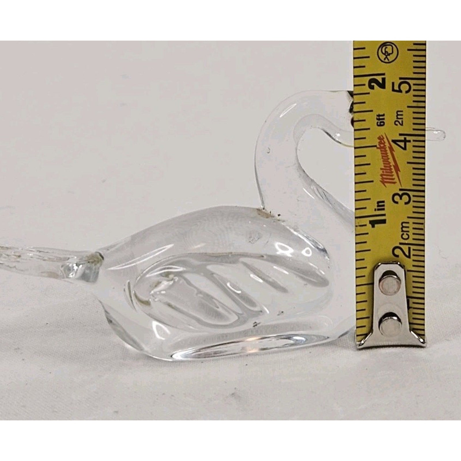 Vintage Mini Bird SWAN Shaped Crystal Glass Figurine Mid-Century Glass Art