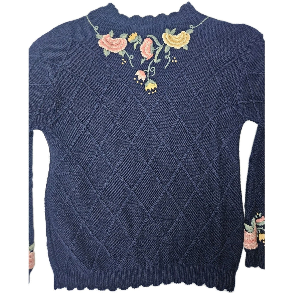 Vintage Northern Reflections Sweater Large Chunky Knit Cardigan Floral Cottage
