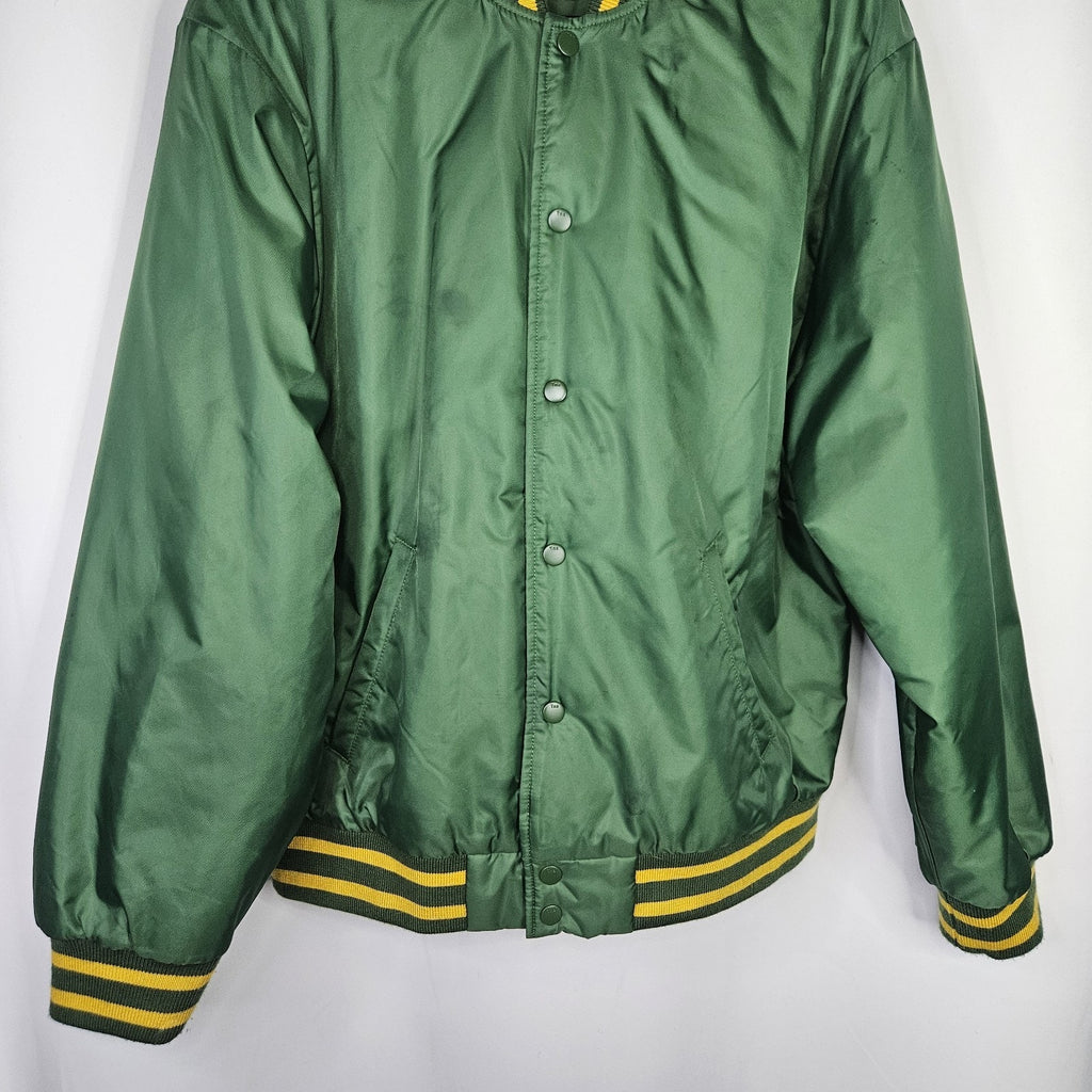 Aritzia TNA Jacket Men Large Green Stadium Yellow Varsity Bomber Coat Letterman