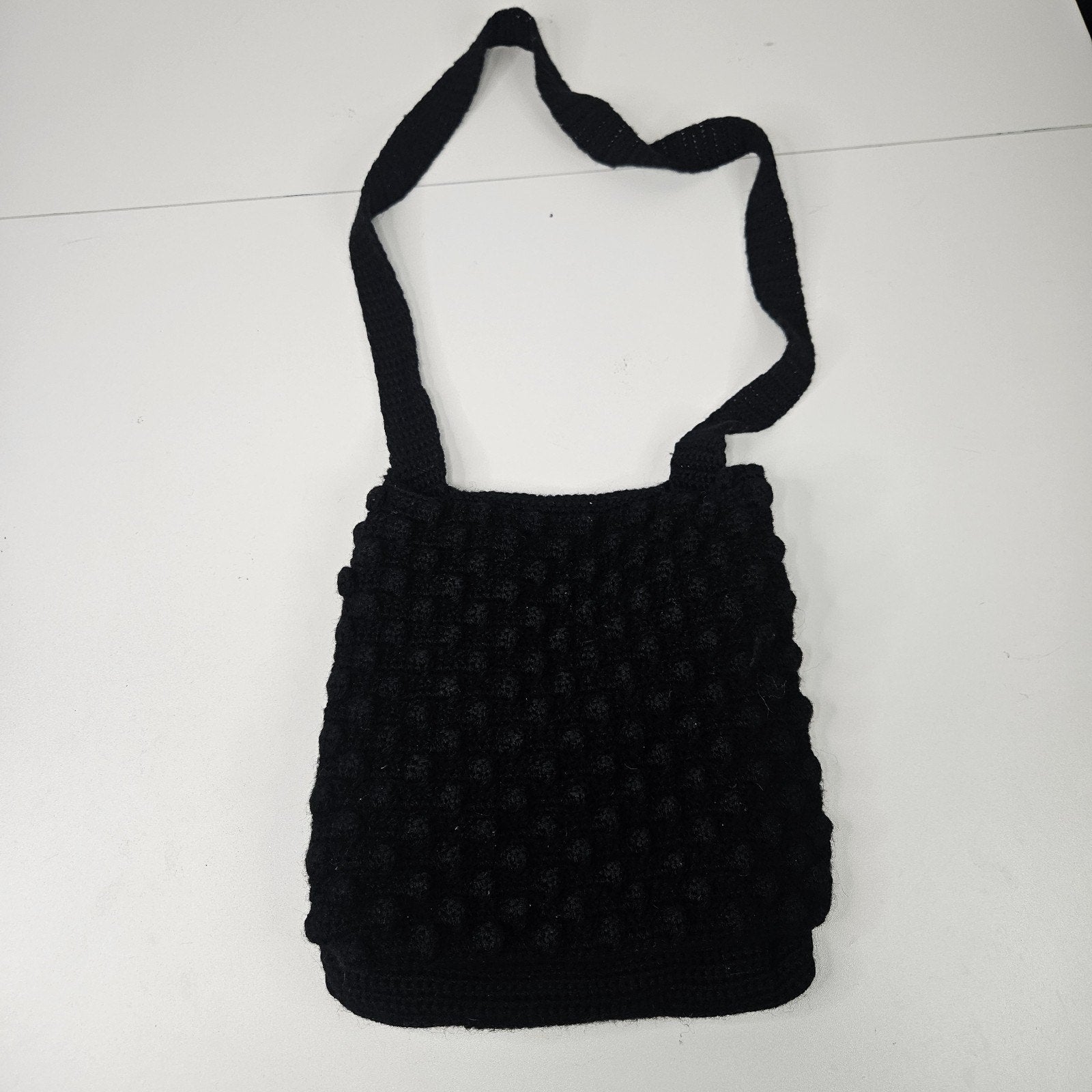 Handmade Crochet Mini Black Crossbody Shoulder Bag Coastal Y2K Whimsy Small