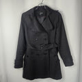 Willi Smith Black Belted Trench Coat Women’s 4 Small Midi Classic Jacket