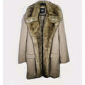 Jordan Craig Black Label Tan Long Faux Fur Trim Wool Blend Coat Womens Plus 2X