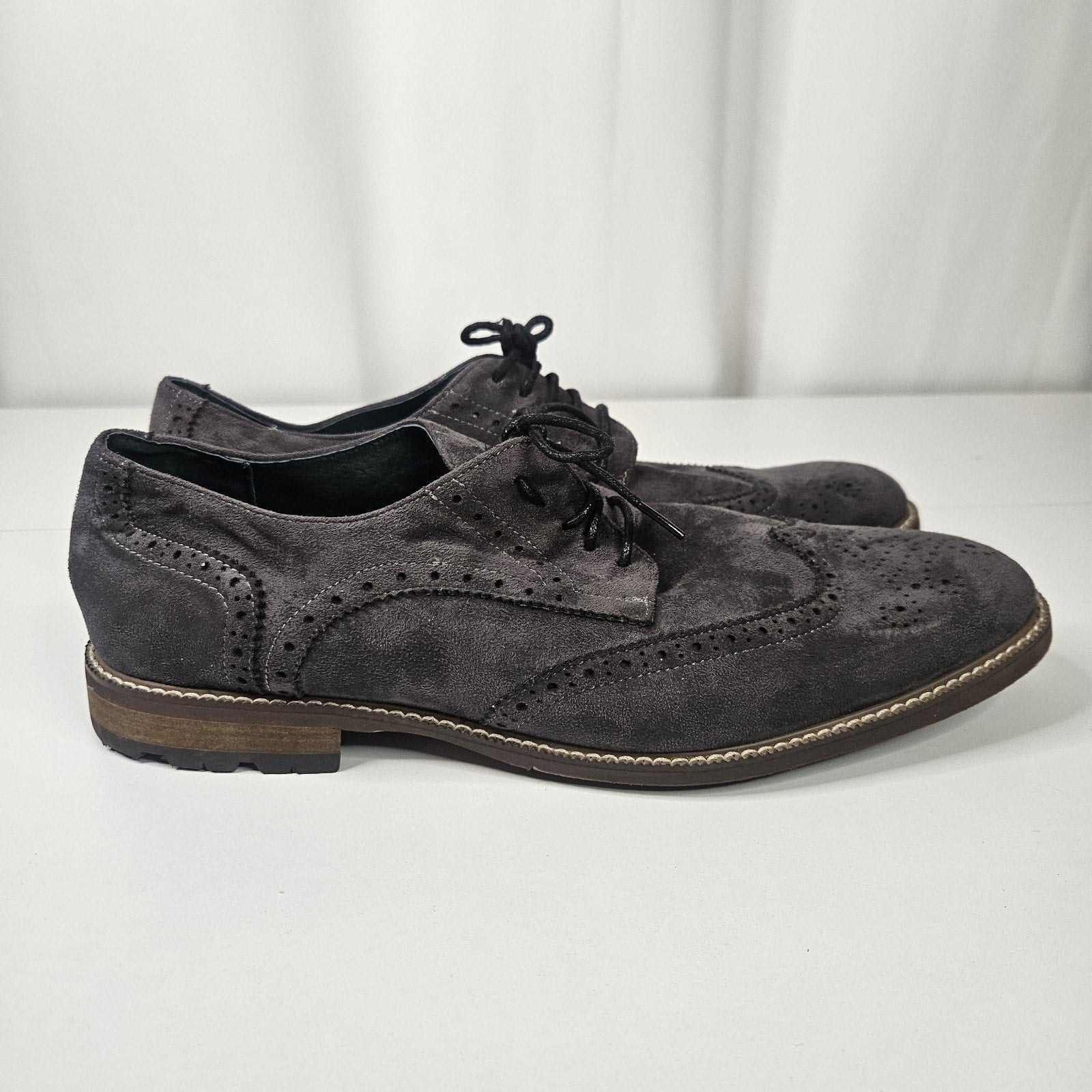 Todd Welsh Men’s Suede Wingtip Dress Shoes Size 12 M B991326 Grey Southwestern