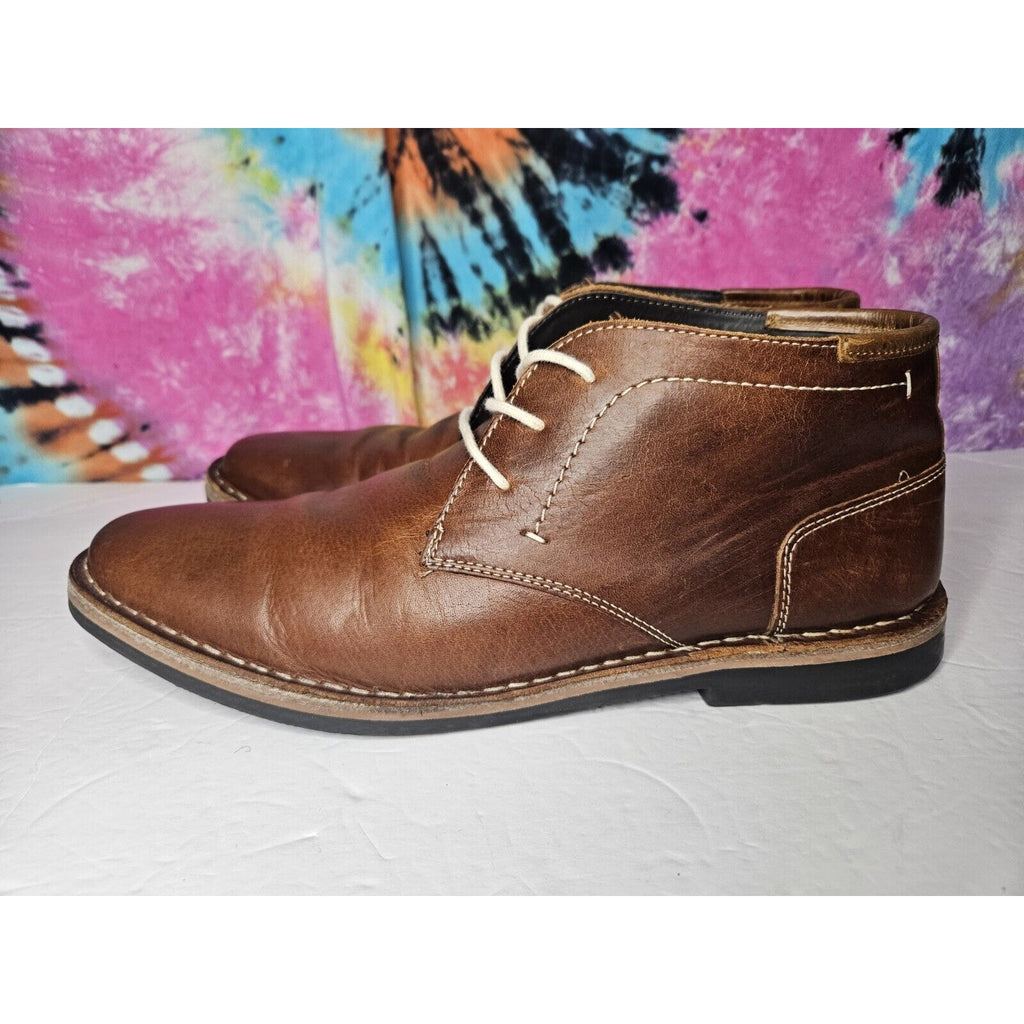 Steve Madden P-Ivon Wood 982 BROWN Leather Lace Up Chukka BOOTS (Mens 11.5)