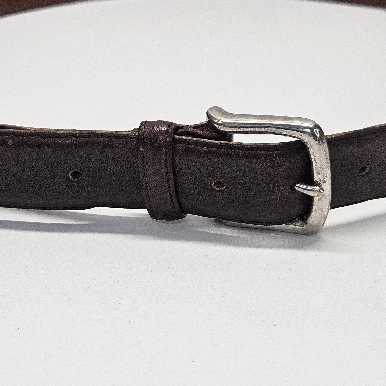 Vintage Coach Womens Mahogany Brown Cowhide Leather Belt 5750 Brass Buckle Sz 38