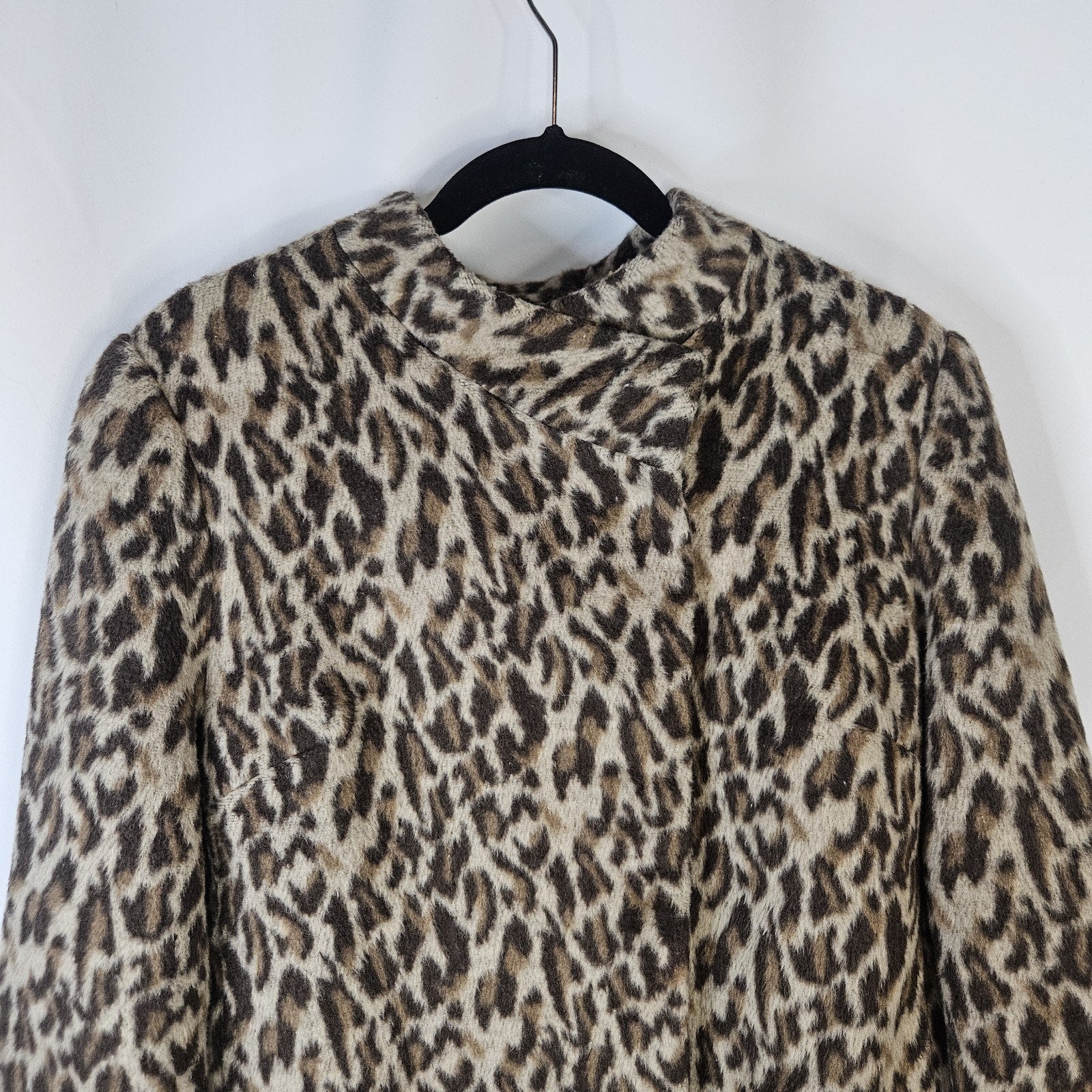 Chicos Fierce Womens Faux Fur Emma Jacket 2 Large Leopard Brown Tan Cheetah Coat