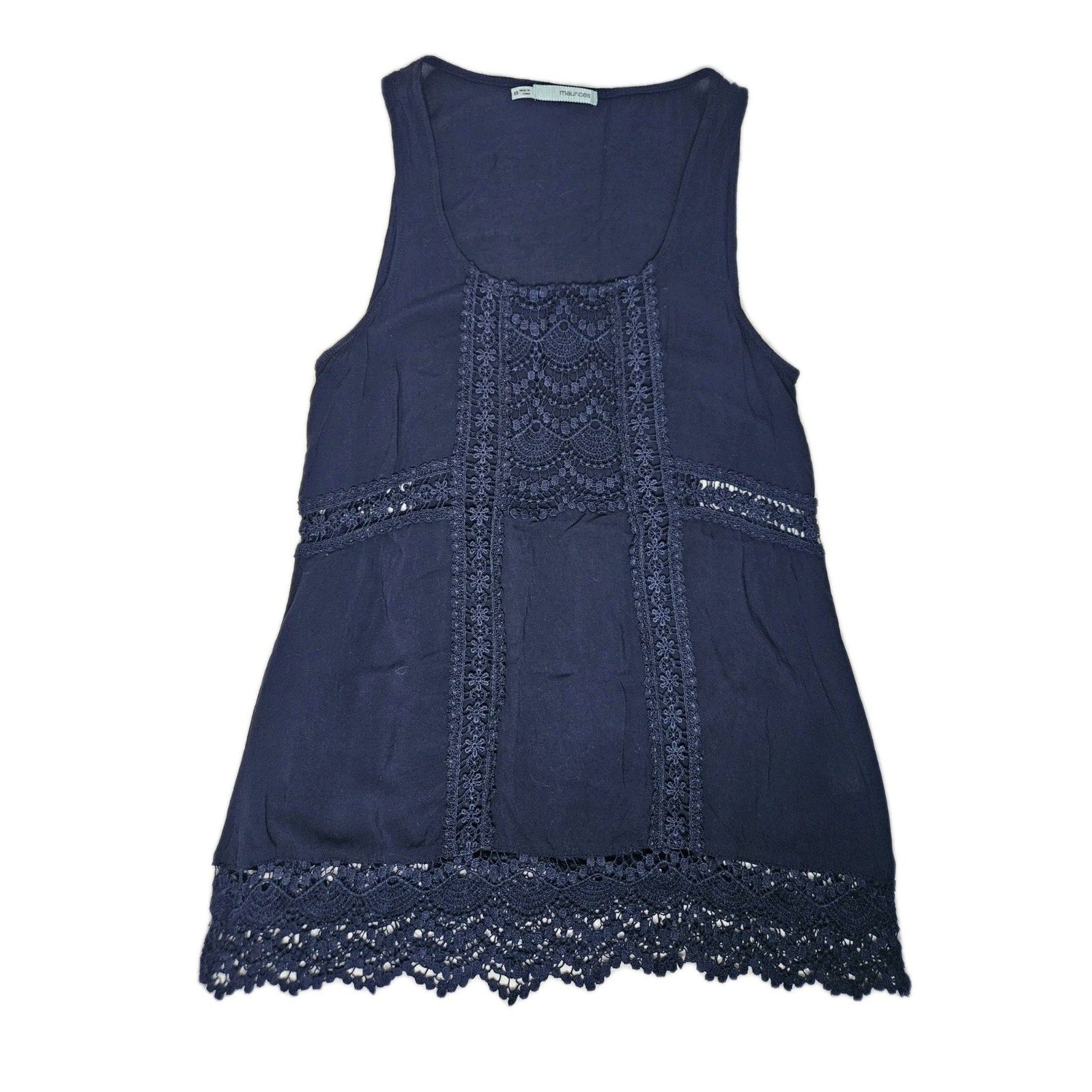 Navy Blue Tank Top Women's Size XS Front Lace Detail Shirt Maurice's