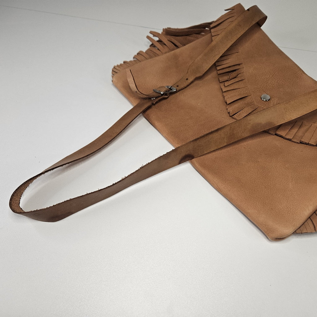 Unbranded Western Brown Leather Fringed Crossbody Bag Envelope Purse Cowgirl