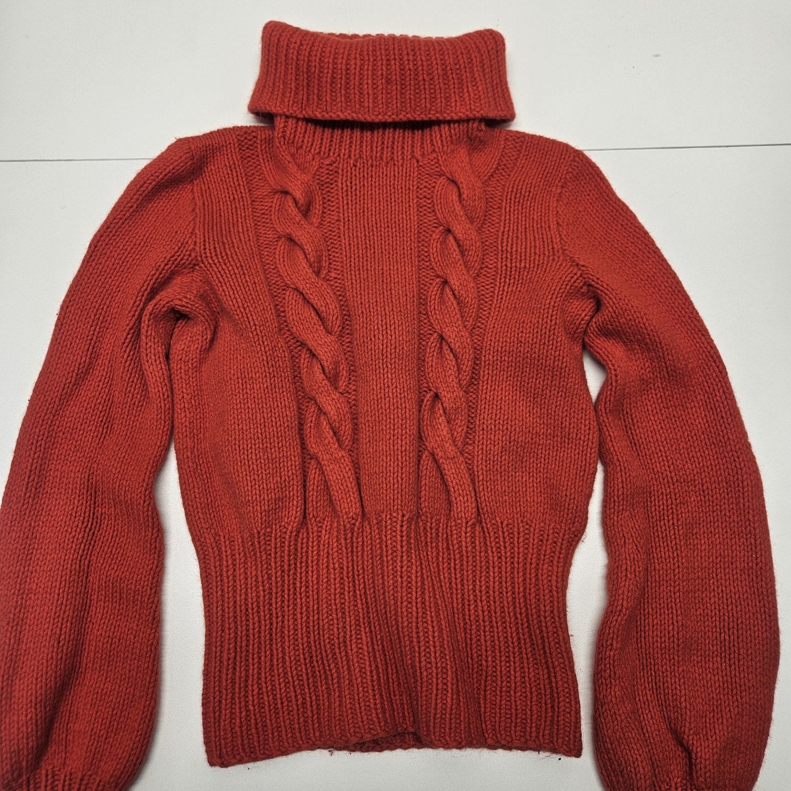 Vintage Venera Arapu Red Cable Knit Turtleneck Pullover Sweater Romanian XS