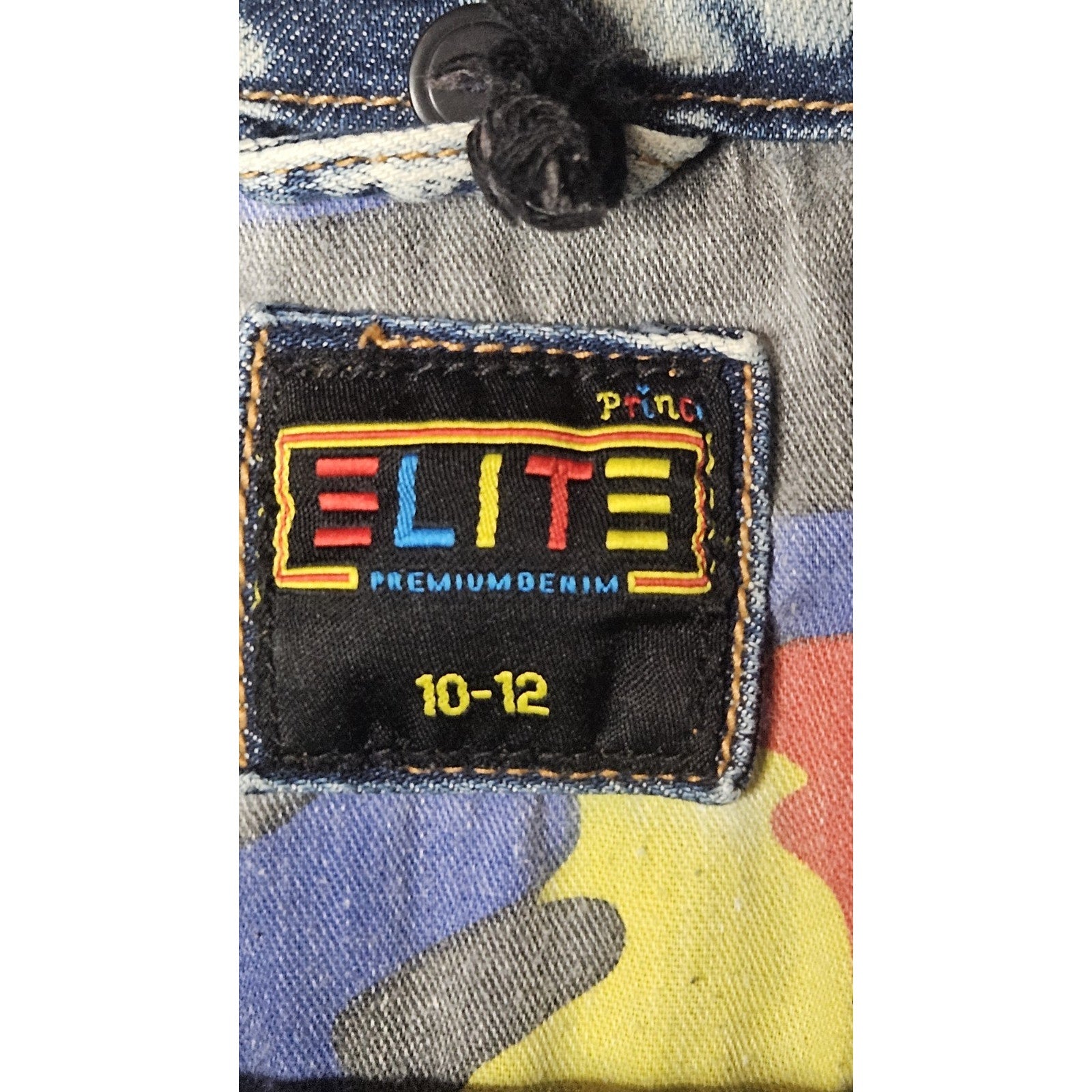 Elite Premium Denim Mocha Jacket Kids 10-12 Patches Streetwear
