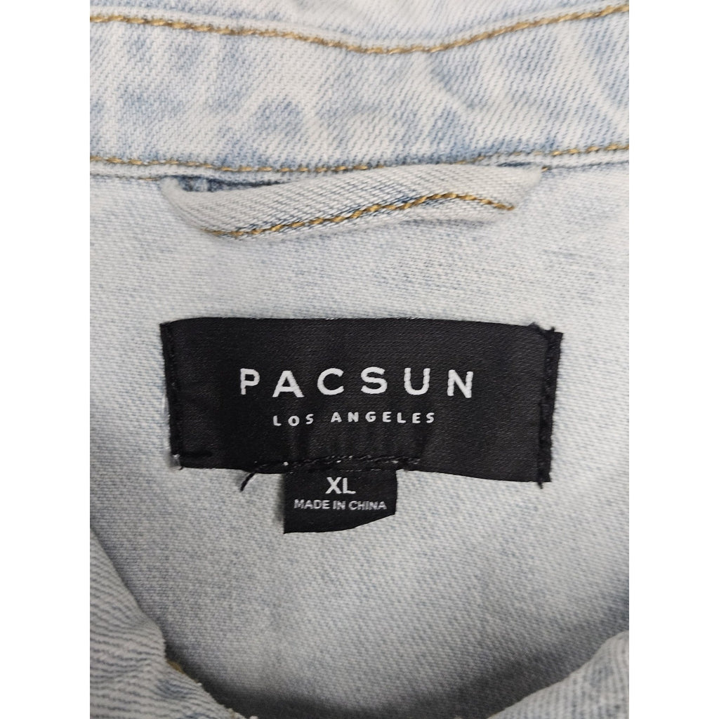 Pacsun Women's Denim Jean Jacket Light Wash Trucker Jacket Button Down Sz XL