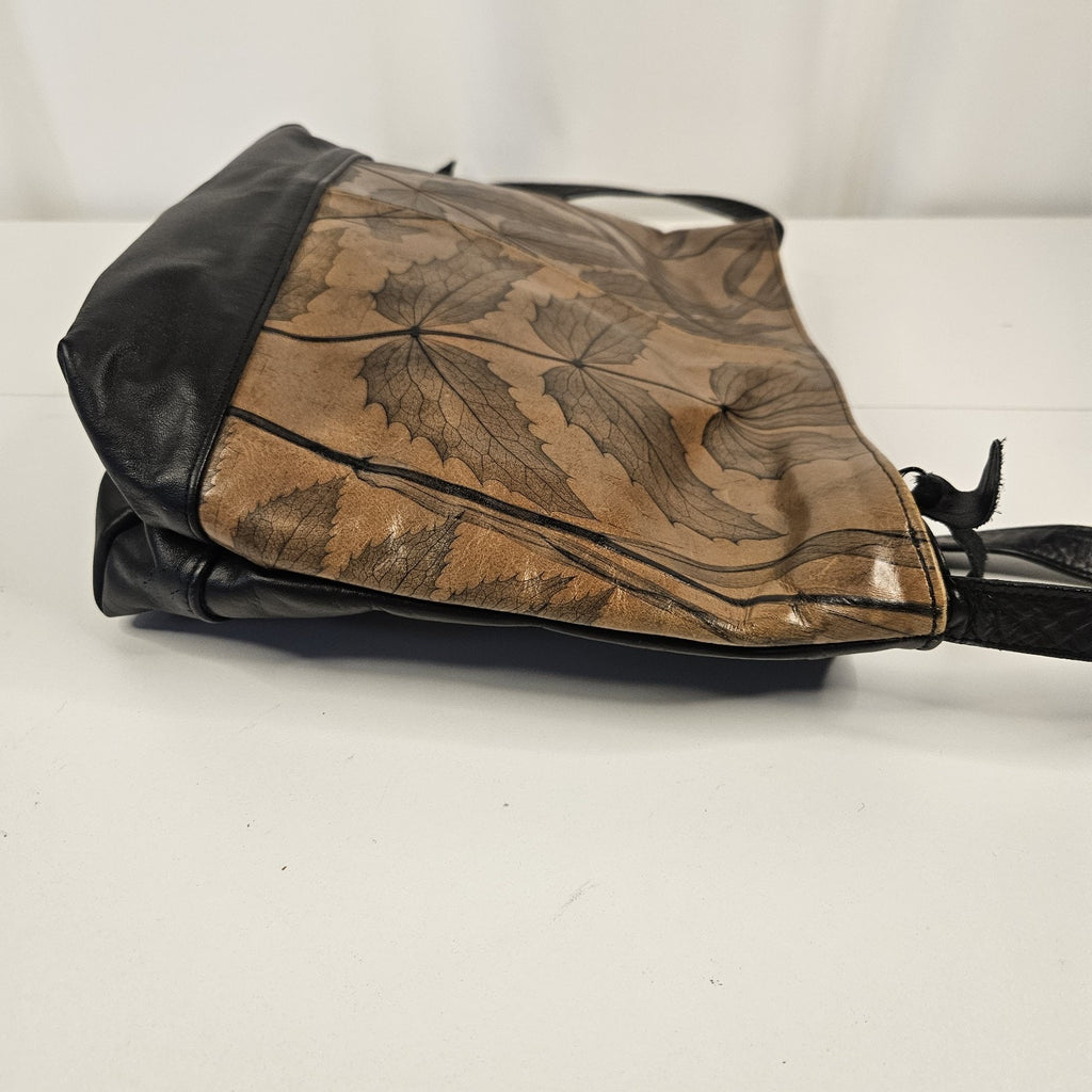 Vintage Leaf Leather C.L. Whiting Collection Brown Purse Handbag Magnetic Close