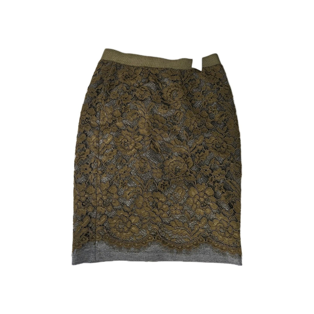 Nwt LOFT Olive Green Lace Pencil Skirt Size 00 XS Ponte Knit Stretch Ann Taylor