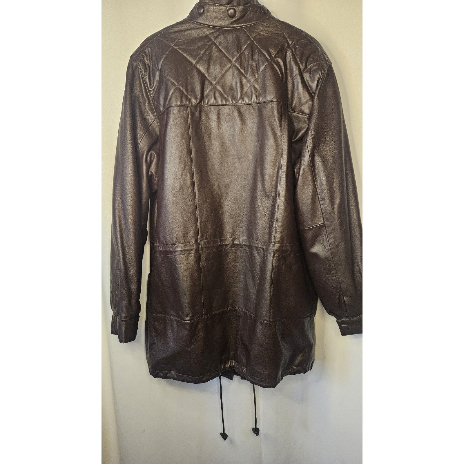 Vintage 80s Leather Jacket Men's Size XL Tall Long Brown Leather Coat Big & Tall