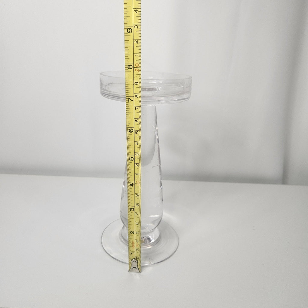 Hand Blown Glass 7.5" Candleholder Pillar Candle Stick Holder