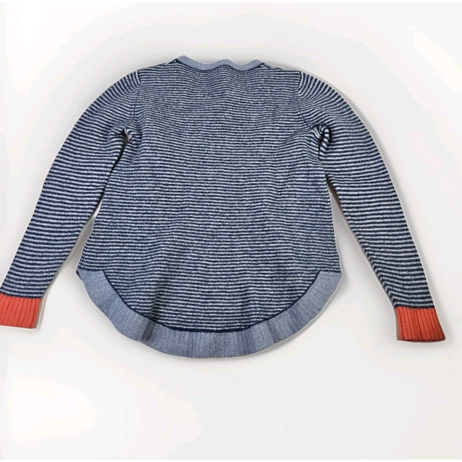 Zaket & Plover Merino Wool Blend Crewneck Blue Striped Sweater Size Medium