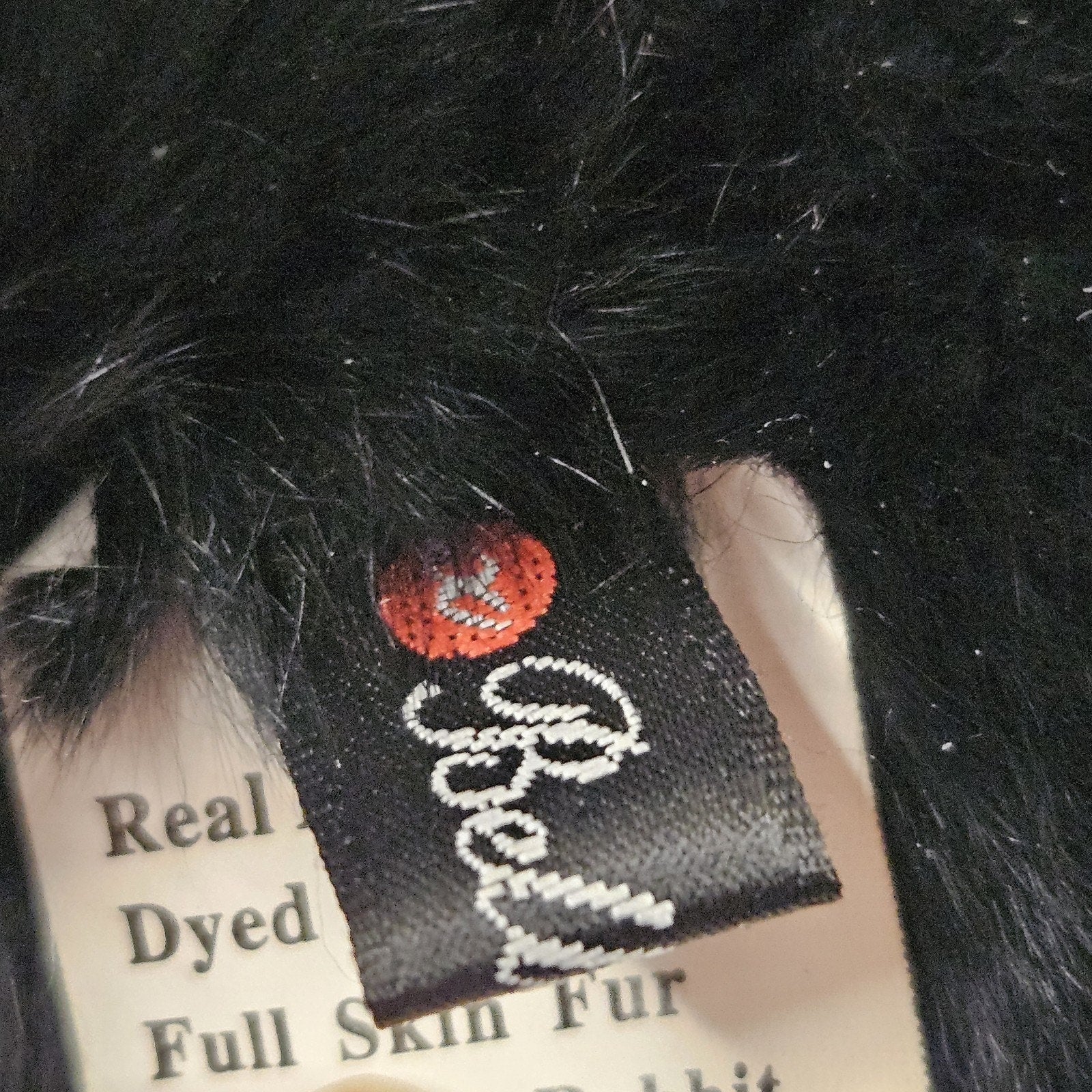 Vtg Genuine 100% Rabbit Fur Pom Pom Black Chunky Neck Warmer Scarf 4x26 Retro