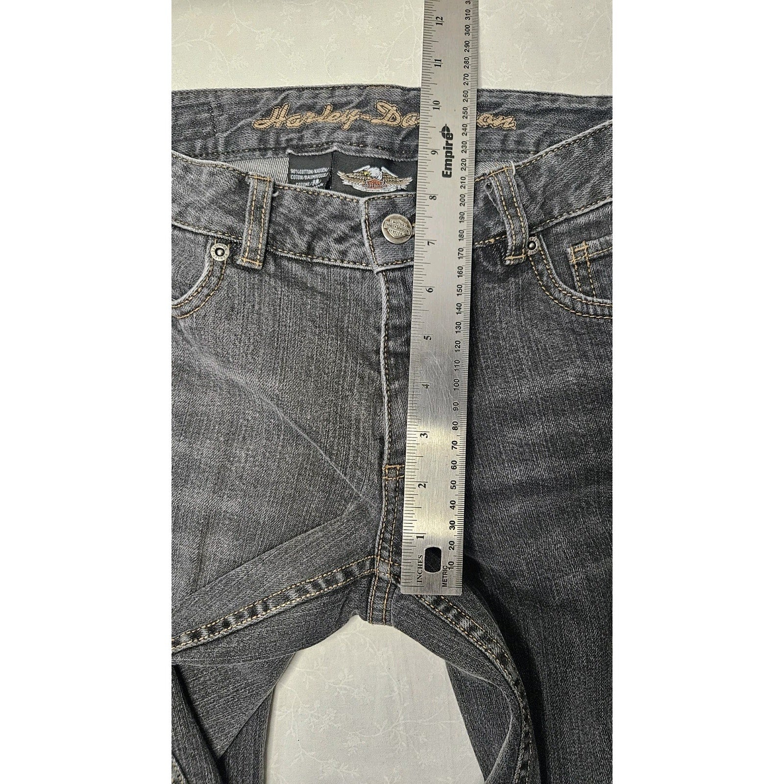 Vintage Harley-Davidson Women's Gray Wash Denim Jeans Sz 4 Bootcut Leg Biker