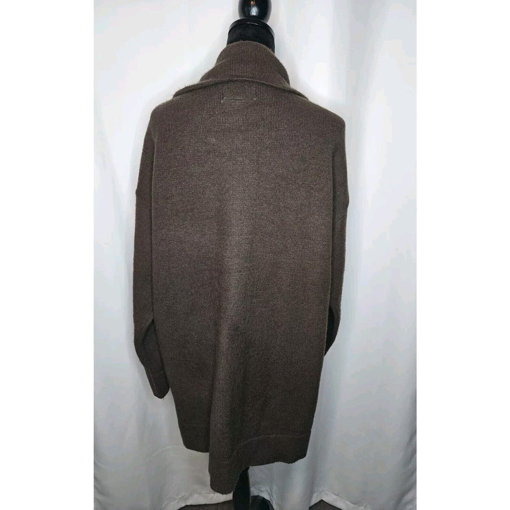 Thread & Supply Longline Women’s Cardigan Open Front Pocket Brown Sweater XL